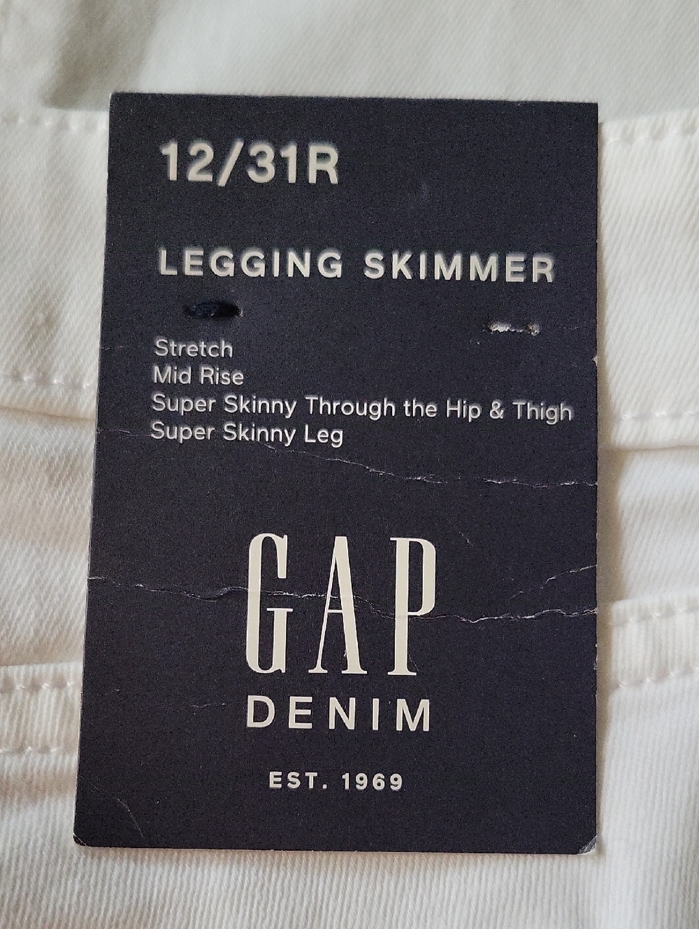 NWT Gap Denim White Legging Skimmer Super Skinny Midrise Jeans White Stretch 12 - Picture 6 of 10